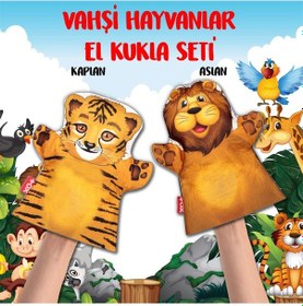 Resim 2 Parça Tox Vahşi Hayvanlar El Kukla Set Eğitici Oyuncak 