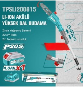 Resim Total Tpslı 200815 Akülü Yüksek Dal Budama 4,0 Ah 