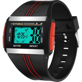 Resim Hanyang Kırmızı Erkekler Spor Saat Dijital Alarmlı Saat Chrono 3bar Su Geçirmez Saatler Arka Işık Kare Moda Kadın Oto Hafta LCD Saat Kadın Hediyeler (Yurt Dışından) 