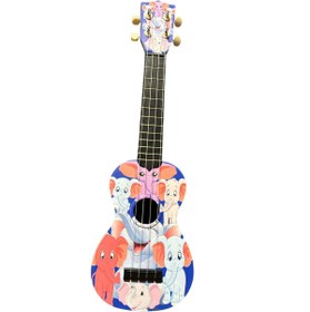 Resim Hawiian XU21ELP Soprano Ukulele (Fil Desenli) | Sevimli Fil Karakterli Kapak Yüksek Kaliteli Ihlamur Ağacı Sıcak Tonlar 
