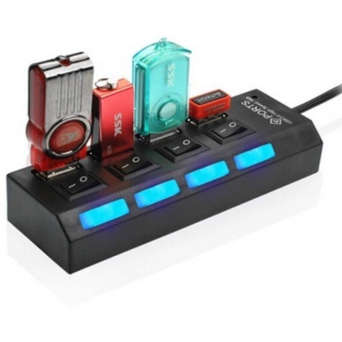 Alfais 4863 4 Port Usb 2.0 Hub Çoğaltıcı Çoklayıcı Switch Işıklı ...