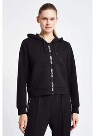 Resim Lescon 24ntbl002136-633 Siyah Kadın Fermuarlı Kapşonlu Sweatshirt Siyah 