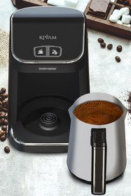 Resim GoldMaster Prokıvam İnox Siyah Geniş Hazne Çelik Cezveli Akıllı Yerleştirmeli Türk Kahve Makinesi 