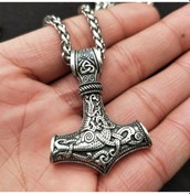 Resim Cbtx Mjolnir Viking Koruyucu Tılsım Çekiç Metal Zincirli Gümüş Kolye Kahverengi 