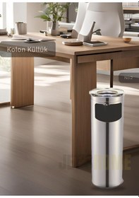 Resim Jet's Home Kolon Küllük Paslanmaz Dış Mekan Sigaralık Lüks Ayaklı Küllük No:2 Çöp Kovası Kutusu Gri 