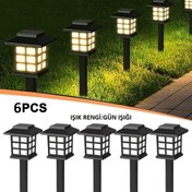 Resim Güneş Enerjili Solar 5w Çim Armatürü Gün Işığı Sarı Led 6 Lı Set 