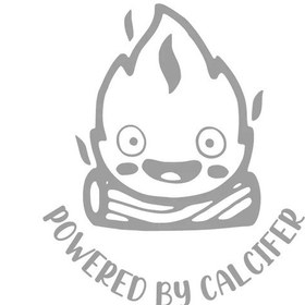 Resim Qt13515 Açık Gri-21x21 Cm-powered By Calcifer Yakıt Deposu Kapağı Çıkartmaları Kapak Çizikler Pencere Çıkartması , 