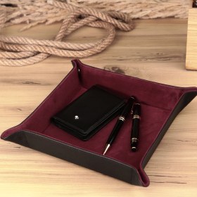 Resim Onywatch Gerçek Deri Vale Tepsi Set Valet Tray Saat Saklama Kutusu Çoklu 