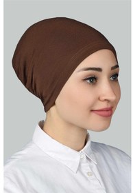 Resim Altobeh Hazır Pratik Geçmeli Lastikli Tesettür Bone - Çikolata 