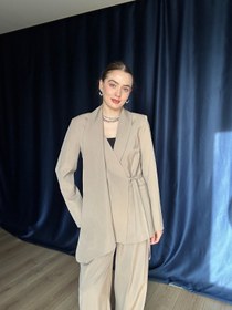Resim Aec Prive Kadın Lüx Şal Detaylı Blazer Ceket Takım-2843 - L 