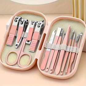 Resim 14 parça modern tarz tırnak ve ayak kesme aracı seti, tırnak makası ve şekillendirme araçları dahil, taşınabilir depolama kutusu ile donatılmıştır - Unisex tırnak bakımı kiti, kokusuz, 14-56 parça tırnak kesme aracı seti 
