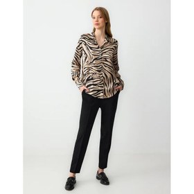 Resim Jimmy Key Düz Kesim Yüksek Bel Normal Paça Kadın Kumaş Pantolon (5SW183086) 