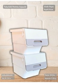 Resim 2'li Tekerlekli Patateslik Soğanlık Bpa Free Erzak Kutusu Sebzelik Oyuncaklık Beyaz Krem 24 Lt Krem-beyaz 