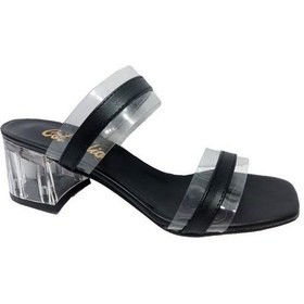 Resim Cotcolic 01221 Deri Şeffaf Topuk Fashion Kadın Terlik Siyah 