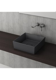 Resim Bocchi Vessel 38 CM Mat Antrasit Kare Lavabo 1173-020-0125 