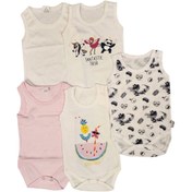 Resim By Cwhr 5li %100 Pamuk Interlok Alttan Çıtçıtlı Kız Bebek Badi Çıtçıtlı Kız Bebek Atlet Çıtçıtlı Bebek Zıbın 