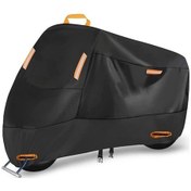 Resim Motorsiklet Koruması 210d Oxford Kumaşı - Yağmur/s Güneş/toz Koruyucu, Antifurtif Kilit Delikli, Yansıtıcı Şeritli, Siyah 3xl 