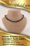 Resim OSMANLI DEĞERLİ TAŞ Sertifikalı Karlı Obsidyen 6mm Kolye (DÜĞÜMSÜZ) 