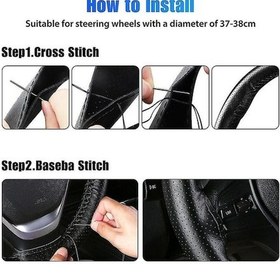 Resim Ulzyvf Siyah Kılıfı Kaymaz Kaplama Gerçek Dıy Direksiyon Diğer Deri Cm Araba 15/38 - Nt Diğer 