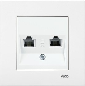 Resim Viko Karre Beyaz İkili Nümeris Cat-3 Telefon Prizi Çerçeveli 