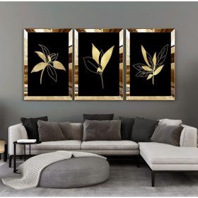 Resim Harika bir ev |gold-siyah Çiçek Kombini 03|pleksi Çerçeveli Mdf Tablo 3dky 