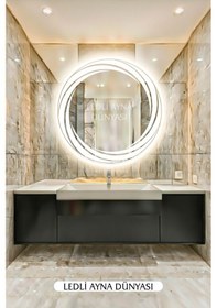 Resim Şık Dairesel Banyo / Lavabo Aynası 60 Cm -beyaz Işık - Giriş Led Diğer 