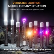Resim 600 Lümen Ultra Parlak Şarj Edilebilir LED El Feneri - 7'si 1 Arada Mod Taktiksel El Feneri ile EDC Cep Işığı, USB-C Hızlı Şarj, İnsan Mühendisliğine Uygun Tutuş, Çok Renk Seçenekleri (Kırmızı Işık Dahil) - Kompakt ve Taşınabilir, Kamp için Dayanıklı Şarjlı Torch Acillerde Kullanım - USB Gücünde, Laser Yok, 600 Lümen, 7 Aydınlatma Modu, Ücretsiz USB-C Şarj Kablosu, Çoklu Renk ışıklar, Mini el feneri taktik ağır hizmet tipi, 6000mAh pil ömrü ile uzun süreli çalışma, 