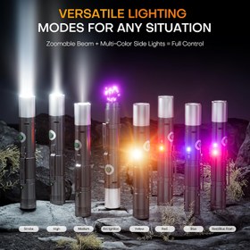 Resim 600 Lümen Ultra Parlak Şarj Edilebilir LED El Feneri - 7'si 1 Arada Mod Taktiksel El Feneri ile EDC Cep Işığı, USB-C Hızlı Şarj, İnsan Mühendisliğine Uygun Tutuş, Çok Renk Seçenekleri (Kırmızı Işık Dahil) - Kompakt ve Taşınabilir, Kamp için Dayanıklı Şarjlı Torch Acillerde Kullanım - USB Gücünde, Laser Yok, 600 Lümen, 7 Aydınlatma Modu, Ücretsiz USB-C Şarj Kablosu, Çoklu Renk ışıklar, Mini el feneri taktik ağır hizmet tipi, 6000mAh pil ömrü ile uzun süreli çalışma, 