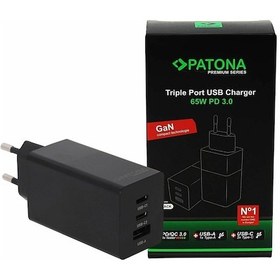 Resim Patona Premium Gan Pd65w Adaptör 2xusb-c 1xusb-a Pd3.0 Qc3.0 
