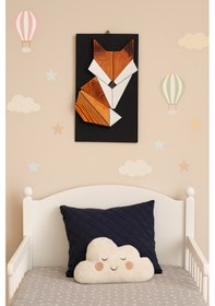 Resim Ahşap 3d Geometrik Görünümlü Tilki Duvar Dekoratif Tablo - 