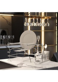 Resim Geseus Home İki Katlı Tabaklık Bulaşıklık Krom Şeffaf Kb009 Krom 