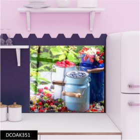 Resim Cam Ocak Arkası Koruyucu Ankastre Arkası Koruyucu | Kırmızı Meyveler 