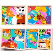Resim Ahşap 3D Puzzle Seti Çocuklar İçin - Eğitici Hayvan, Okyanus, Dinozor, Çiftlik ve Ulaşım Temaları - Karışık Renkli Ahşap Oyuncak Bloğu Hediye Seti Erkek ve Kız Çocuklar İçin - Öğrenme, Doğum Günü, Cadılar Bayramı, Şükran Günü, Noel İçin İdeal 