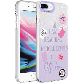 Resim Apple iPhone 7 Plus Uyumlu Kılıf Mermer Desenli Marbello Kapak Mor 
