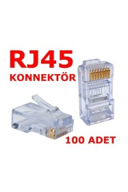 Resim Rj45 100 Adet Deliksiz Network Konnektör Jack Cat5 Cat6 