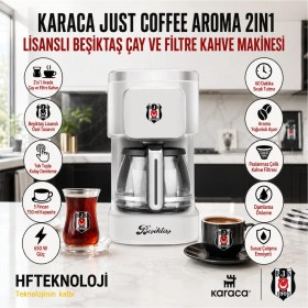Resim Karaca Just Coffee Aroma 2 In 1 Filtre Kahve ve Çay Demleme Makinesi Beşiktaş Lisanslı 