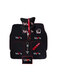 Resim Tofaş Uyumlu 5 Parça Siyah Oto Halı Paspas / Tofaş Uyumlu Araç Oto Seyahat Boyun Yastığı 