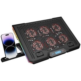 Resim Rampage Blizzard R7 RGB Işıklı 6 Fanlı LCD Ekranlı 2 Usb Soketli 13-15.6 Notebook Soğutucu Stand 