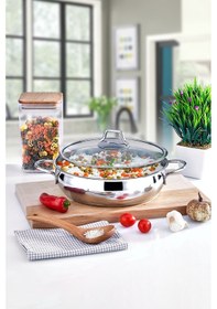 Resim Polochef Paslanmaz Çelik Basık Pilav Tencere 28 Cm Gümüş 