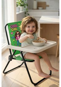 Resim Exent Kids 2 6 Yaş, Katlanır Portatif Mama Sandalyesi, Tak-çıkar Masa İle-cool Girl-yeşil 