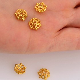 Resim 24K Gold Vermeil 8-9mm Flower Bead Caps, Gold Plated Bead Caps, 925 Solid Silver Bead Caps in Gold, Spacer Bead Caps, Jewelry Making, VM6A-B - 8mm 5 Pieces 