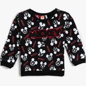 Resim Erkek Bebek Mickey Mouse Baskılı Sweatshirt Bisiklet Yaka Lisanslı Pamuklu 