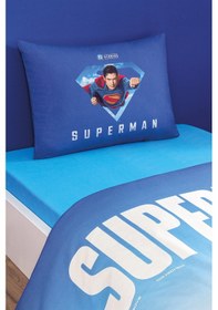 Resim Özdilek Superman Genesis Tek Kişilik Lisanslı Lastikli Çarşaf Çocuk Nevresim Takımı Mavi 