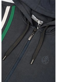 Resim Unisex Bebek Gri Yeşil Beyaz Çizgili Kapüşonlu Mevsimlik Eşofman Takımı gri 