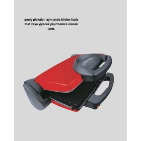 Resim MiraLive Tost Makinesi Kırmızı Döküm Plaka 6+ Dilim Çok Kapasiteli Izgara 