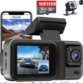 Resim A3298 Wi-Fi Full Hd 3 Kameralı Araç Içi Güvenlik Kamerası 64GB – Ir Gece Görüşü, Ön-Arka-Iç Kayıt,dashcam 