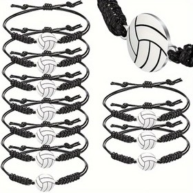 Resim 10 adet Voleybol Şans Bilekliği - Voleybol Oyuncuları İçin Ayarlanabilir Bileklikler, Cinsiyetsiz Arkadaşlık Bilekliği 