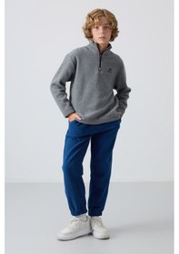 Resim Tommylife Tommy Life Gri Melanj Kalın Yumuşak Dokulu Standart Fit Nakışlı Polar Erkek Çocuk Sweatshirt - 11221 Gri Melanj 