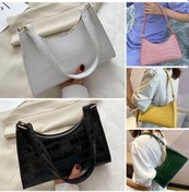 Resim Moda Kadın Omuz Çantası Timsah Desen Pu Deri Debriyaj Yeşil Yeşil 