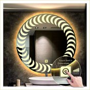 Resim Dnr-Mirror60 Cm Günışığı Ledli Tasarım Kumlamalı Dokunmatik Tuşlu Banyo Aynası Makyaj Aynası Işıklı Ayna 